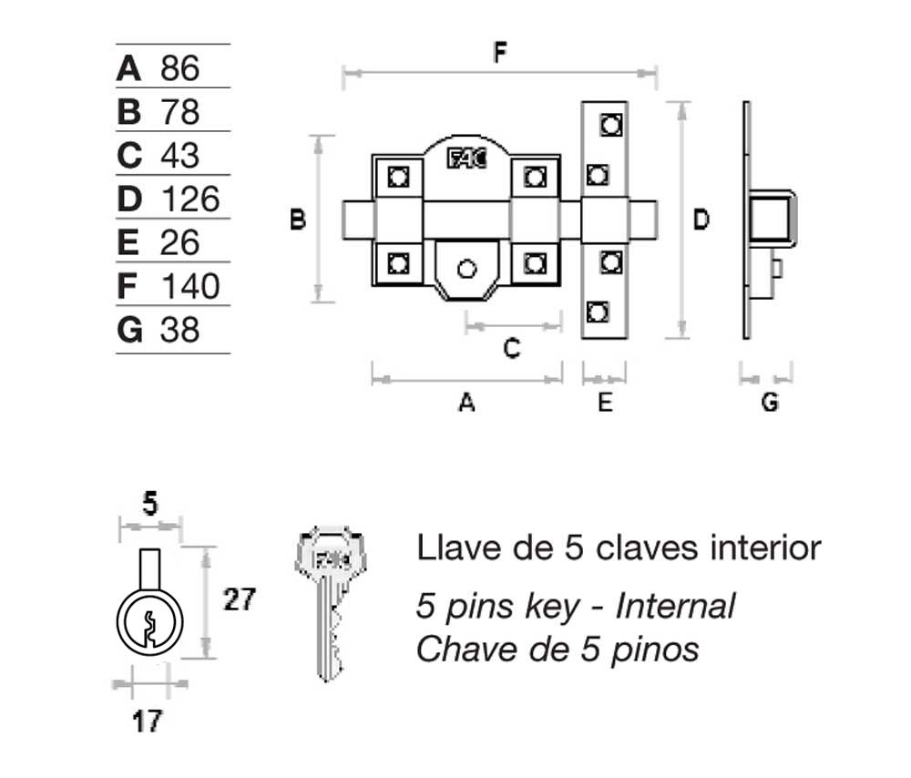 Cerrojo FAC 91-C/80 - Imagen 2