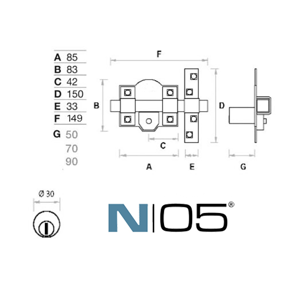 Cerrojo reforzado de seguridad N05 - Imagen 2